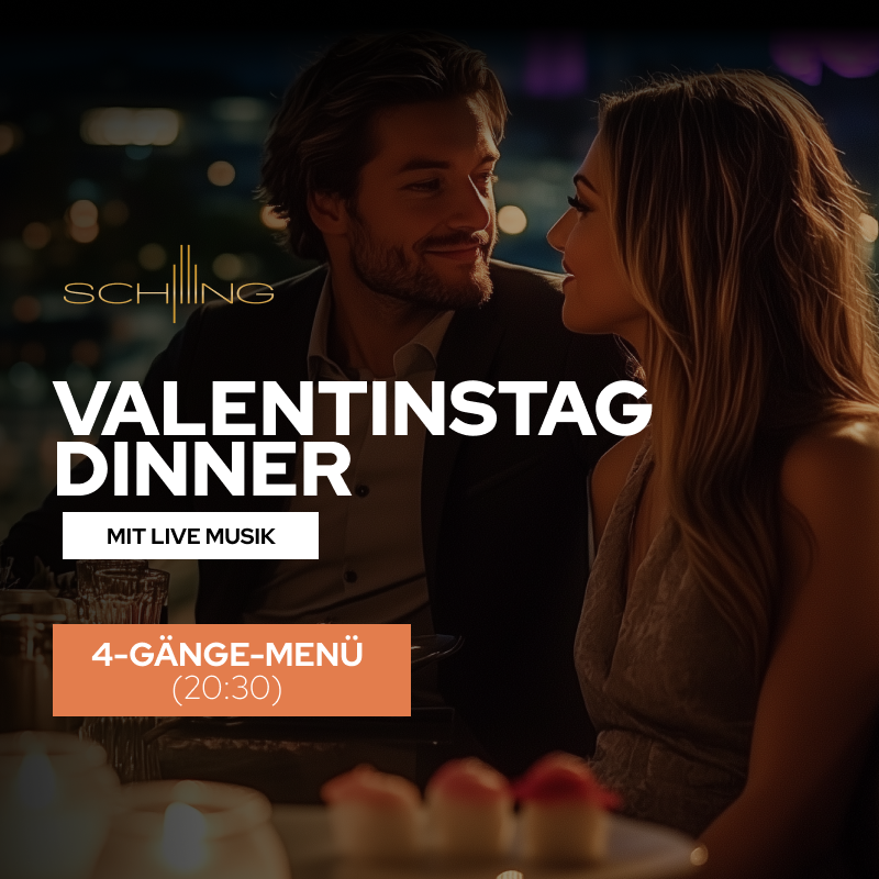 Valentinstag Dinner mit Live Musik 4 Gänge Menü - Schilling Roofbar Heidelberg