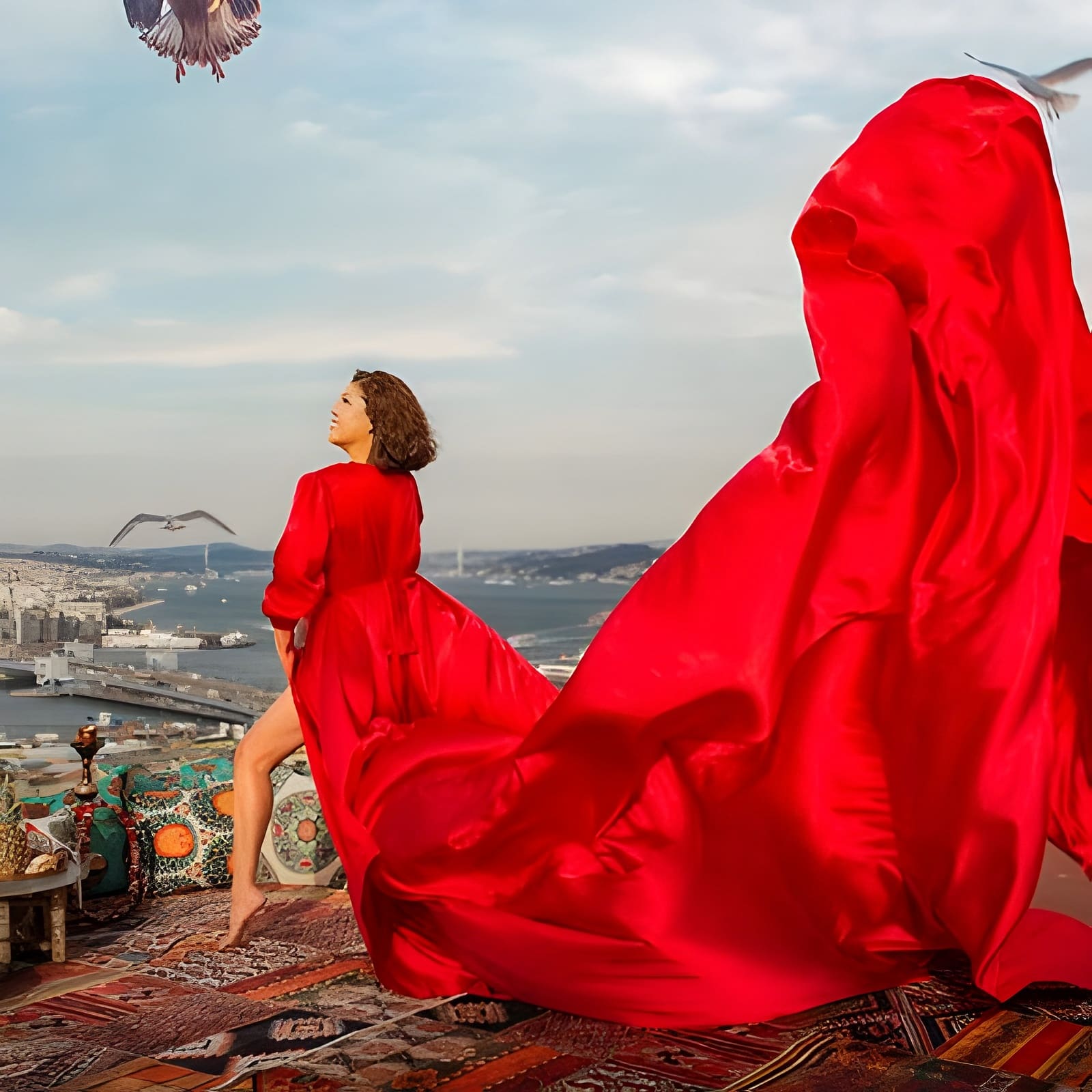 Istanbul Rooftop Photoshoot with Flying Dress