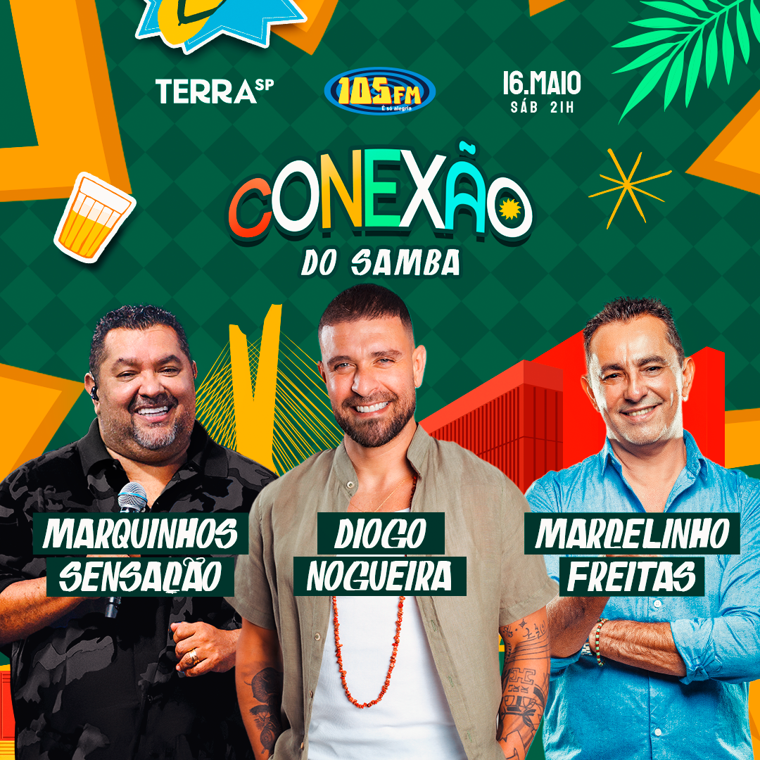 Show Conexão do Samba com Diogo Nogueira, Marquinhos Sensação e Marcelinho Freitas no Terra SP