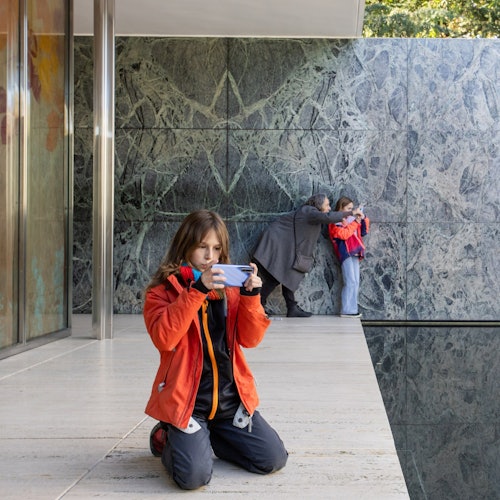Pabellón Mies van der Rohe: Entrada + ¡Mira, encuadra, haz clic! Taller Familiar