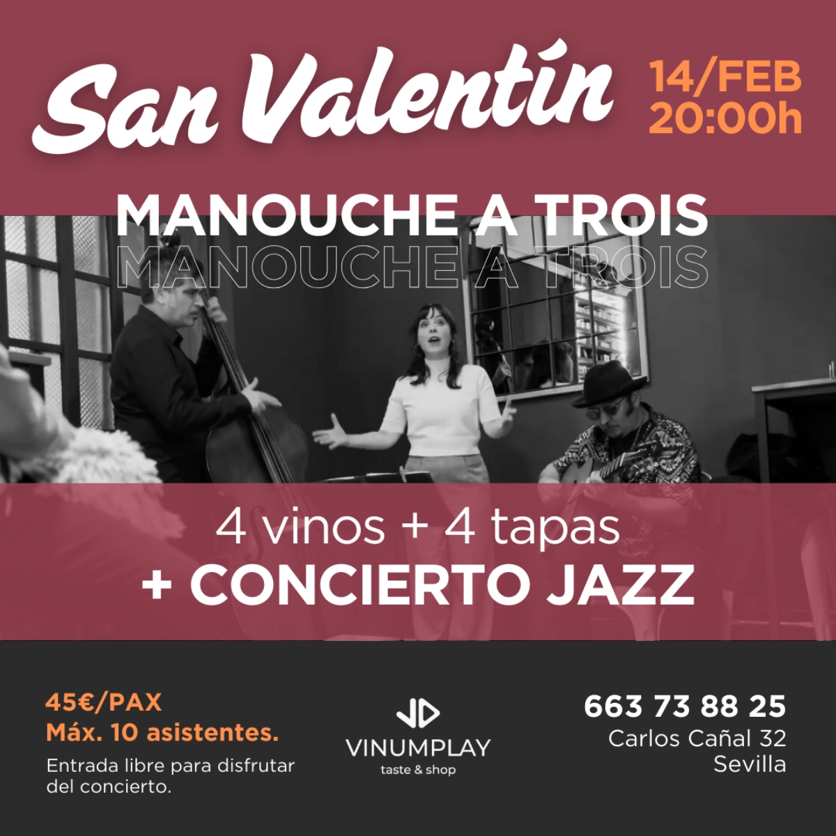 San Valentín en Vinumplay Sevilla + Jazz