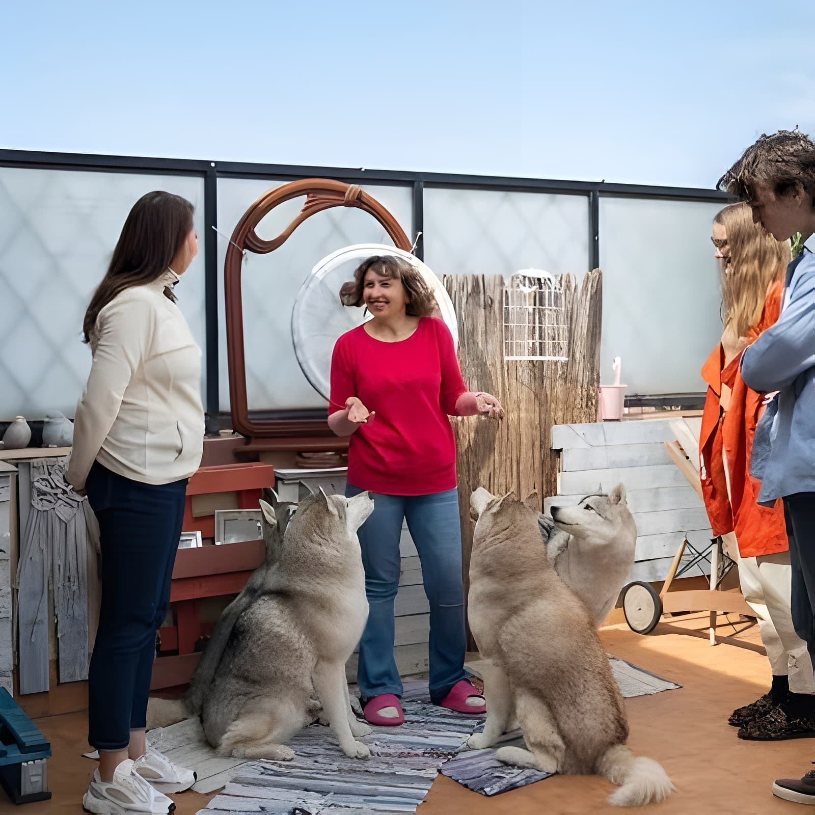 Husky House : Relaxing with dogs.