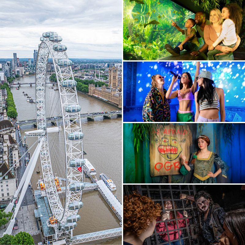 London Eye, Madame Tussauds, SEA LIFE Aquarium, Shrek's Adventure & Dungeon